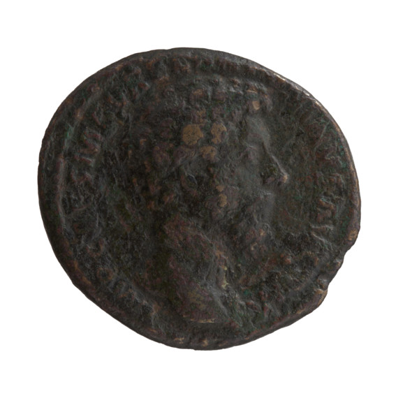 Dupondius/as depicting Marcus Aurelius (121–180; Roman emperor 161–180) and Lucius Verus (130–169;