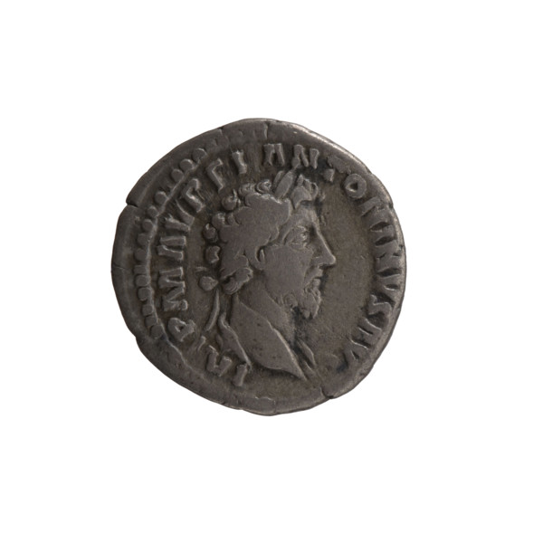 Denarius of Marcus Aurelius (121–180; Roman emperor 161–180), 161–162. Obverse: Head of Marcus