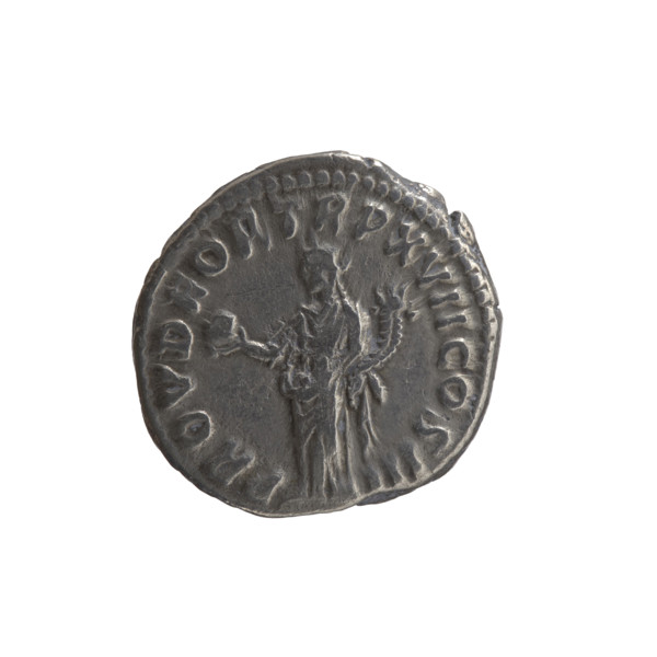 Denarius of Marcus Aurelius (121–180; Roman emperor 161–180), obverse: head of Marcus Aurelius with