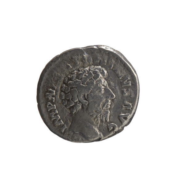 Denarius, Marcus Aurelius (121–180; Roman emperor 161–180), issuer; obverse: head of Marcus