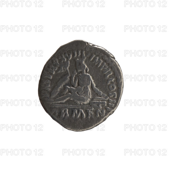 Denarius of Marcus Aurelius (121–180; Roman emperor 161–180). Obverse: Head of Marcus Aurelius with