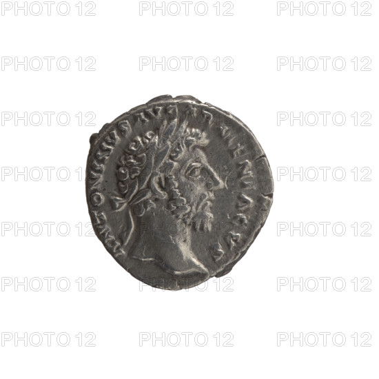 Denarius, Marcus Aurelius (121–180; Roman emperor 161–180), issuer; obverse: head of Marcus