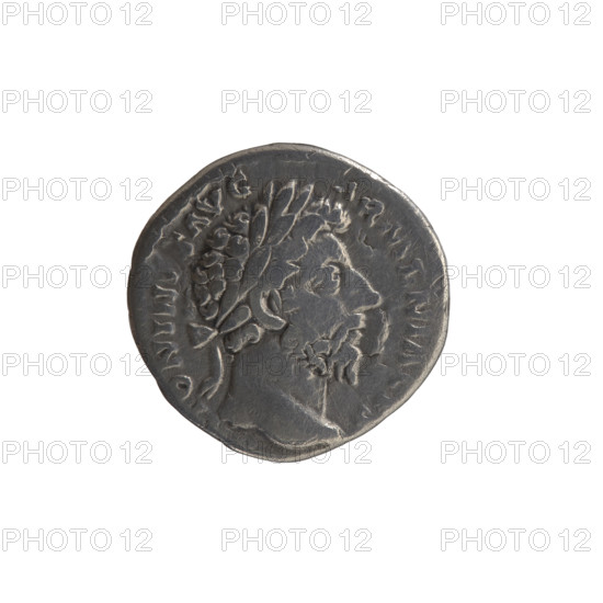 Denarius of Marcus Aurelius (121–180; Roman emperor 161–180). Obverse: Head of Marcus Aurelius with