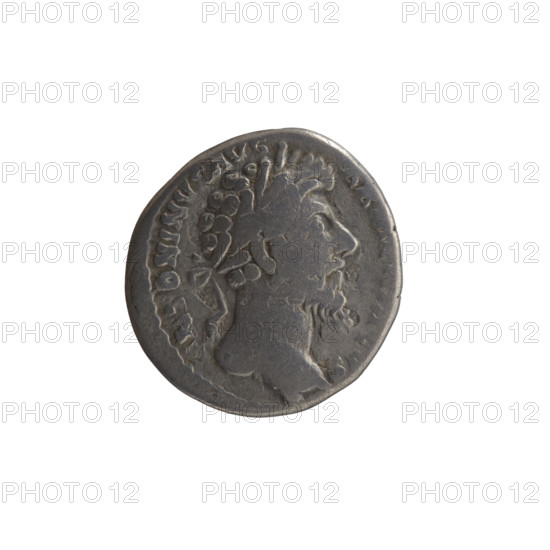 Denarius, Marcus Aurelius (121–180; Roman emperor 161–180), issuer; obverse: head of Marcus