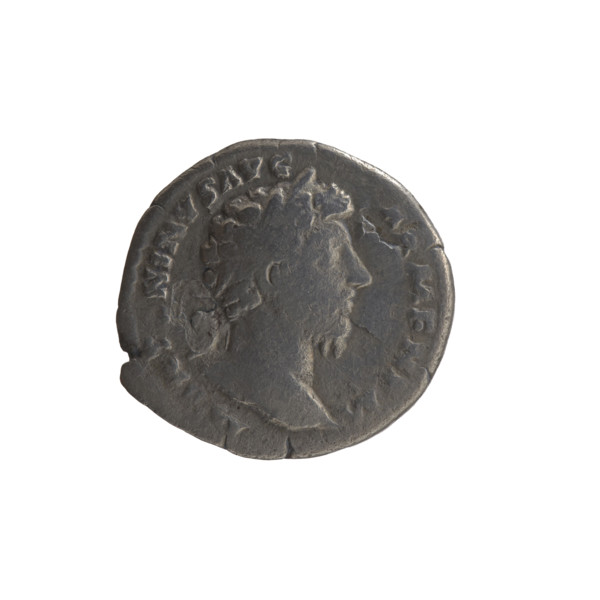 Denarius, Marcus Aurelius (121–180; Roman emperor 161–180), issuer. Obverse: Head of Marcus