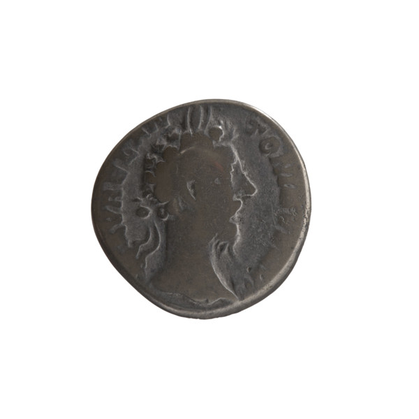 Denarius, Marcus Aurelius (121–180; Roman emperor 161–180), obverse: Head of Marcus Aurelius with