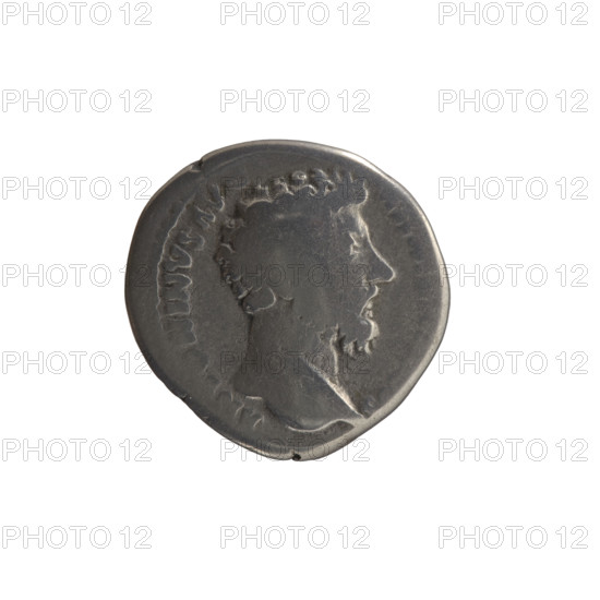 Denarius; obverse: Head of Marcus Aurelius without a cap facing right, legend 'ANTONINVS AVG' with