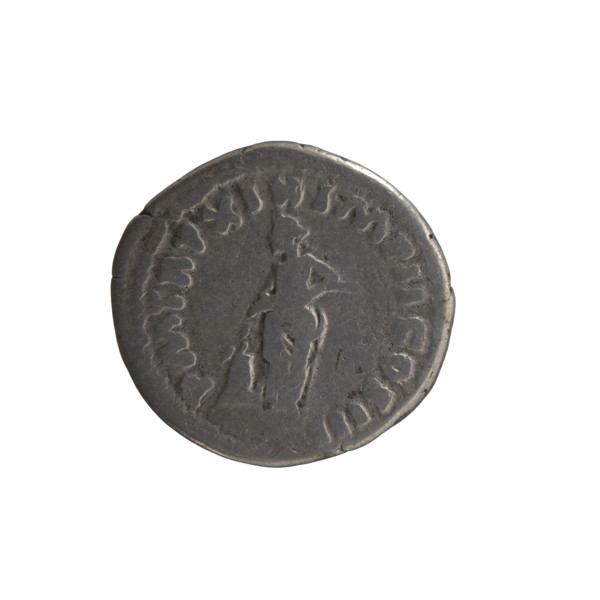 Denarius of Marcus Aurelius (121–180; Roman emperor 161–180), 164–165. Obverse: Head of Marcus