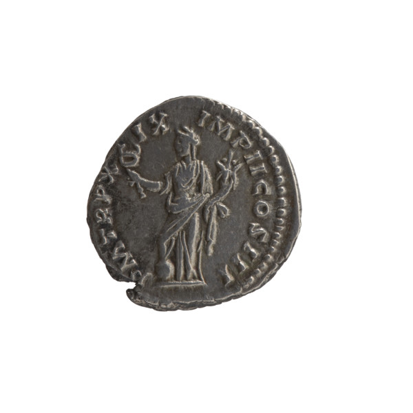 Denarius, Marcus Aurelius (121–180; Roman emperor 161–180), c. 164–165. Obverse: Head of Marcus