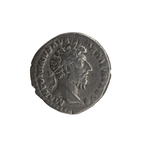Denarius, Marcus Aurelius (121–180; Roman emperor 161–180), issuer. Obverse: Head of Marcus