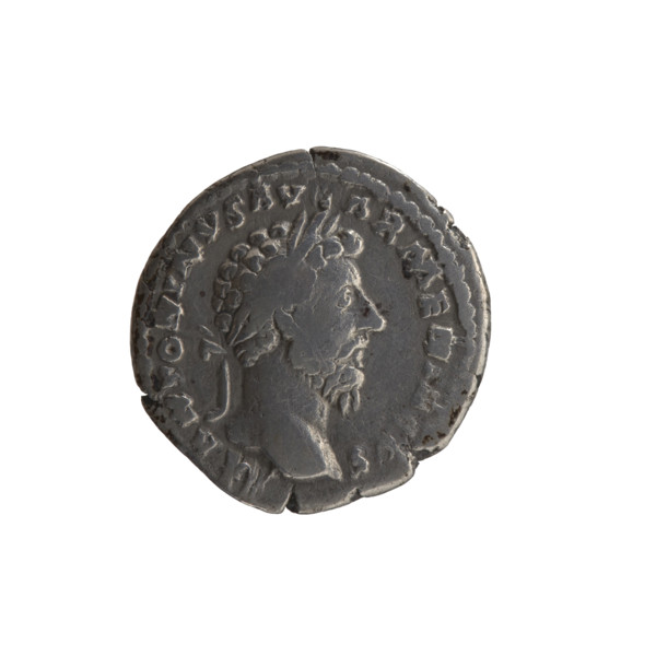 Denarius, Marcus Aurelius (121–180; Roman emperor 161–180), issuer. Obverse: Head of Marcus