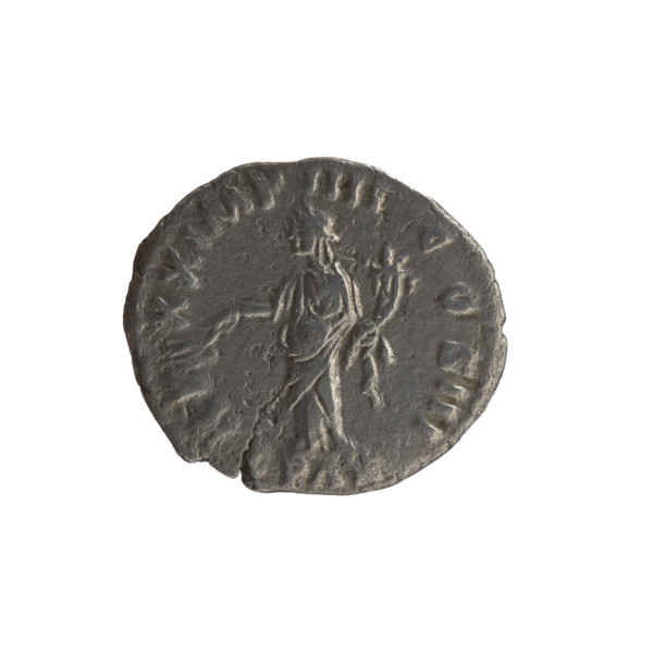 Denarius of Marcus Aurelius (121–180; Roman emperor 161–180). Obverse: Head of Marcus Aurelius in a