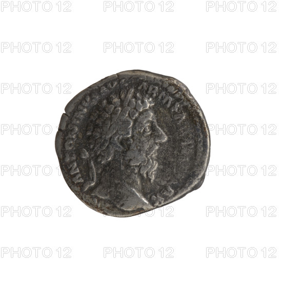 Denarius, Marcus Aurelius (121–180; Roman emperor 161–180), issuer. Obverse: Head of Marcus