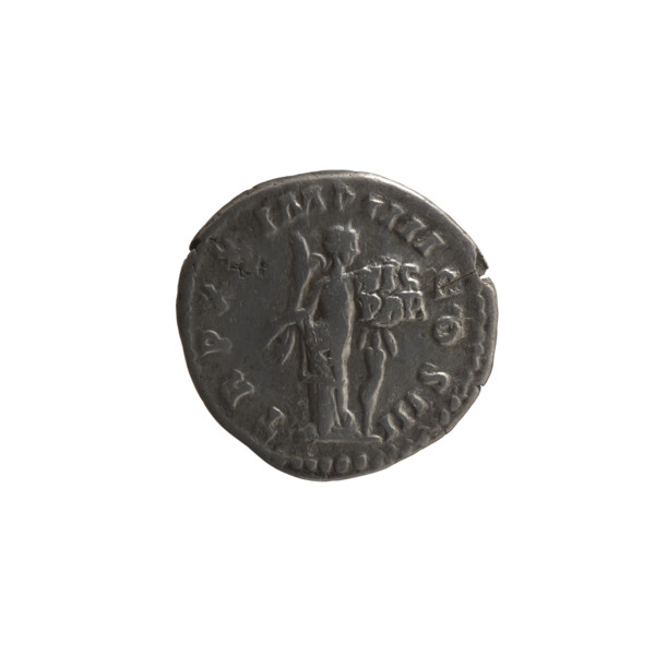 Denarius of Marcus Aurelius (121–180; Roman emperor 161–180). Obverse: Head of Marcus Aurelius with