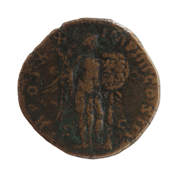 Sestertius of Marcus Aurelius (121–180; Roman emperor 161–180). Obverse: Head of Marcus Aurelius