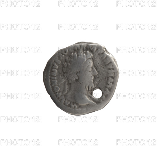 Denarius (with a hole), Marcus Aurelius (121–180; Roman emperor 161–180), issuer: Marcus Aurelius;