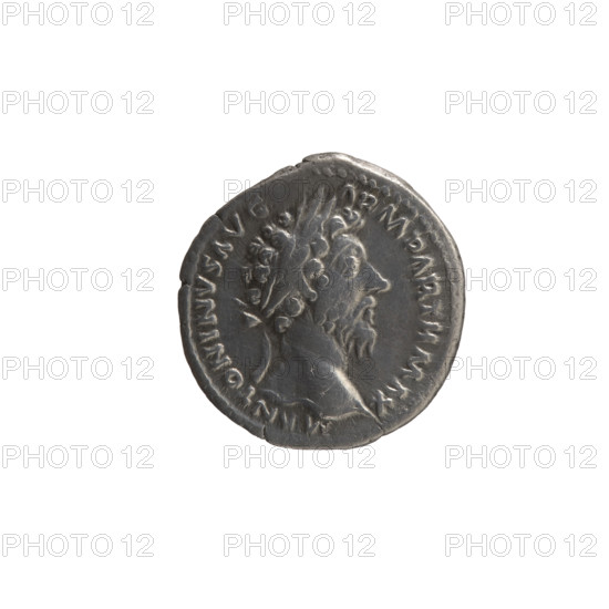 Denarius, Marcus Aurelius (121–180; Roman emperor 161–180), issuer. Obverse: Head of Marcus