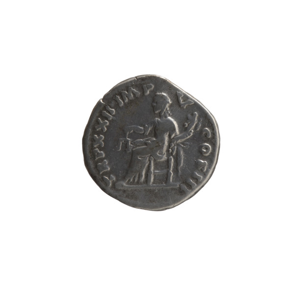 Denarius of Marcus Aurelius (121–180; Roman emperor 161–180). Obverse: Head of Marcus Aurelius with