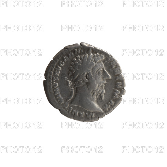 Denarius, Marcus Aurelius (121–180; Roman emperor 161–180), issuer; obverse: head of Marcus