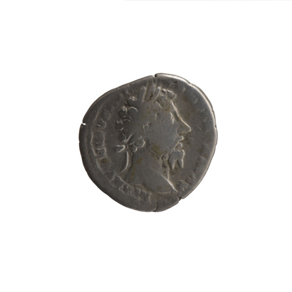 Denarius of Marcus Aurelius (121–180; Roman emperor 161–180), obverse: head of Marcus Aurelius with