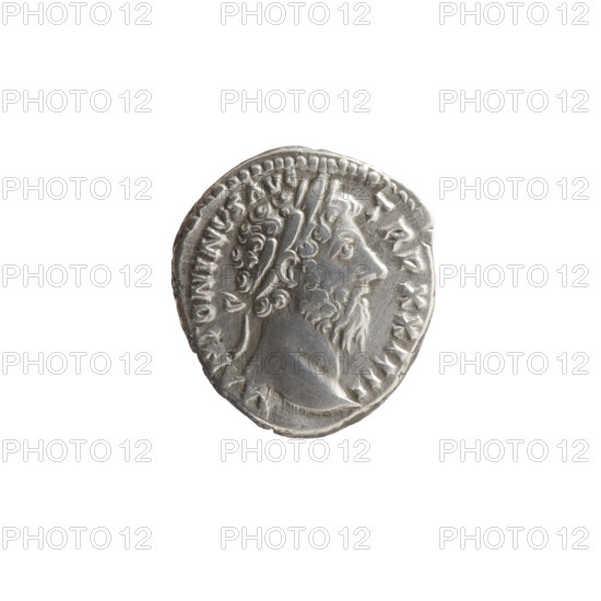 Denarius of Marcus Aurelius (121–180; Roman emperor 161–180), 169–170. Obverse: Head of Marcus