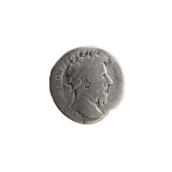 Denarius of Marcus Aurelius (121–180; Roman emperor 161–180), 169–170. Obverse: Head of Marcus