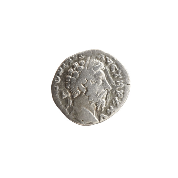 Denarius of Marcus Aurelius (121–180; Roman emperor 161–180), 170–171 CE. Obverse: Head of Marcus
