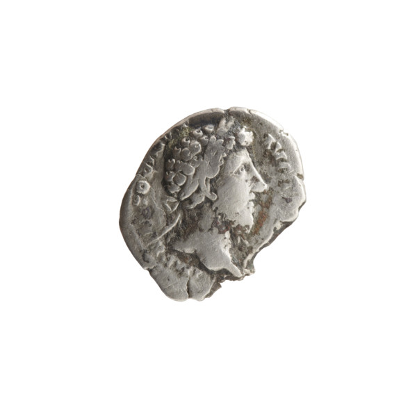 Denarius of Marcus Aurelius (121–180; Roman emperor 161–180), 170–171 CE. Obverse: Head of Marcus