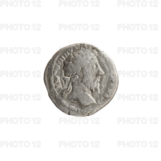 Denarius of Marcus Aurelius (121–180; Roman emperor 161–180). Obverse: Head of Marcus Aurelius with