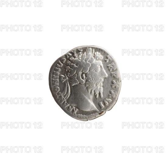 Denarius of Marcus Aurelius (121–180; Roman emperor 161–180), 171–172. Obverse: Head of Marcus