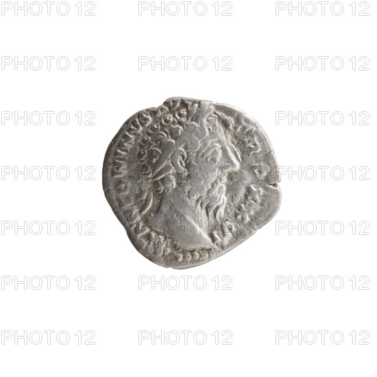 Denarius of Marcus Aurelius (121–180; Roman emperor 161–180), 171–172. Obverse: Head of Marcus