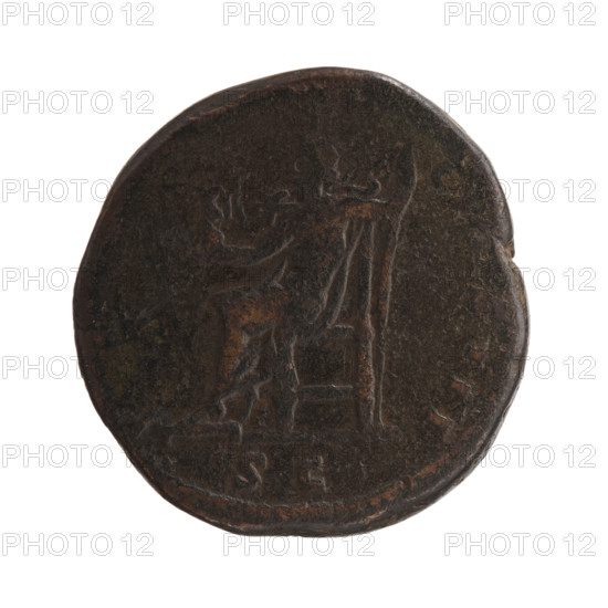 Sestertius of Marcus Aurelius (121–180; Roman emperor 161–180). Obverse: Head of Marcus Aurelius in