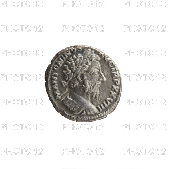 Denarius of Marcus Aurelius (121–180; Roman emperor 161–180), 173–174. Obverse: Bust of Marcus