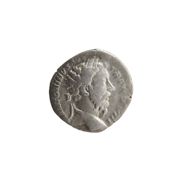 Denarius of Marcus Aurelius (121–180; Roman emperor 161–180), issue 173–174. Obverse: head of