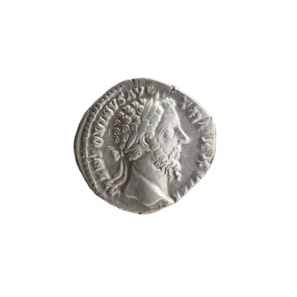 Denarius, Marcus Aurelius (121–180; Roman emperor 161–180), issuer. Obverse: Head of Marcus