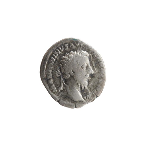 Denarius of Marcus Aurelius (121–180; Roman emperor 161–180), c. 175. Obverse: Head of Marcus