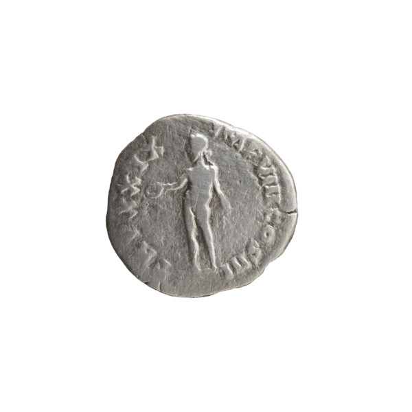 Denarius of Marcus Aurelius (121–180; Roman emperor 161–180), 175 CE. Obverse: Head of Marcus