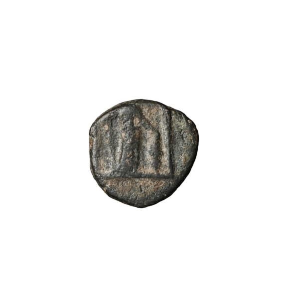 Bronze coin of Artabanos II (king of Parthia; 10–40 AD). Obverse: bust of Artabanos II facing left,
