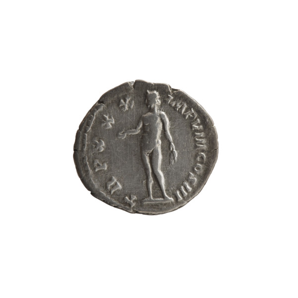 Denarius; Marcus Aurelius (121–180; Roman emperor 161–180), issuer. Obverse: Head of Marcus