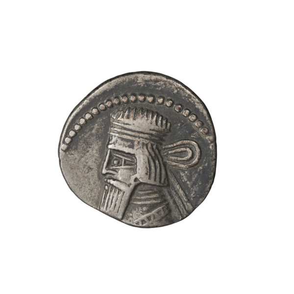 Drachma of Gotarzes II (King of the Parthians; 40–51). Obverse: bust of Gotarzes II left, wearing a