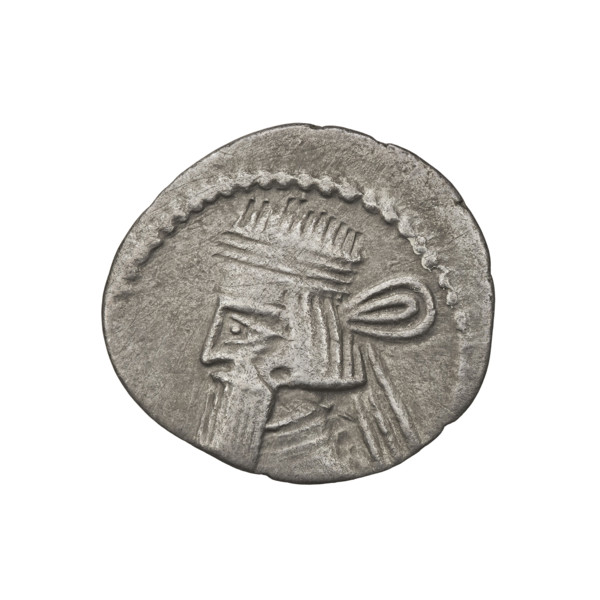 Drachma of Gotarzes II (King of the Parthians; 40–51). Obverse: bust of Gotarzes II left, wearing a