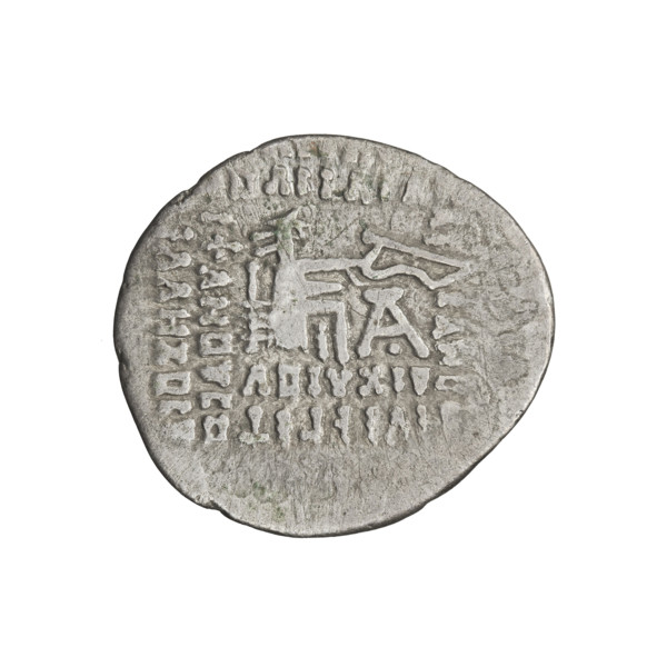 Drachma of Gotarzes II (King of the Parthians; 40–51). Obverse: bust of Gotarzes II left, wearing a