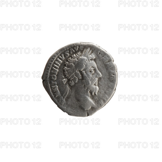 Denarius of Marcus Aurelius (121–180; Roman emperor 161–180), depicting spoils of war: carnyx
