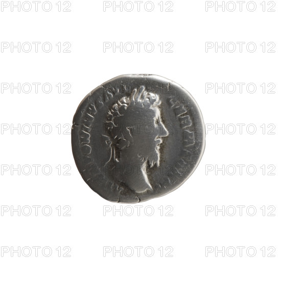 Denarius, Marcus Aurelius (121–180; Roman emperor 161–180), issuer. Obverse: Head of Marcus