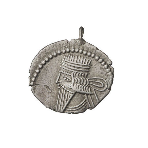 Drachma of Vologases I (51–79). Obverse: bust of Vologases I wearing a diadem, king facing left.