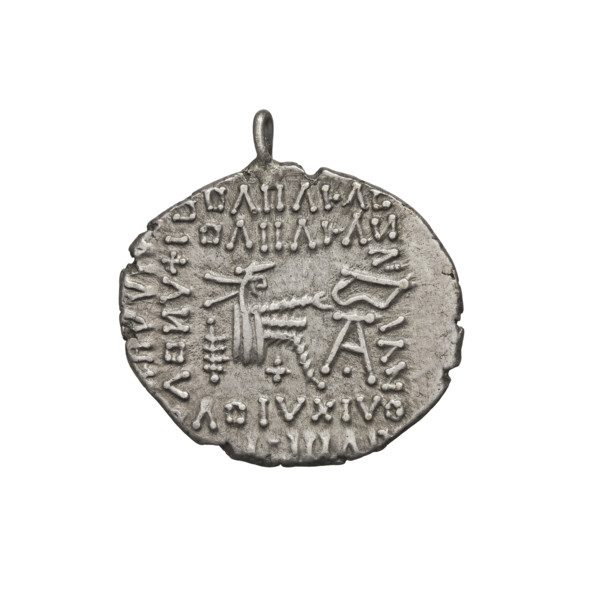 drachma of Vologases I (51–79), obverse: bust of Vologases I wearing a diadem, king facing left;