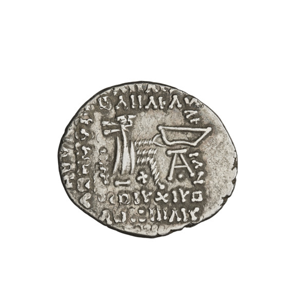 Drachma of Vologases I (51–79). Obverse: bust of Vologases I wearing a diadem, king facing left.