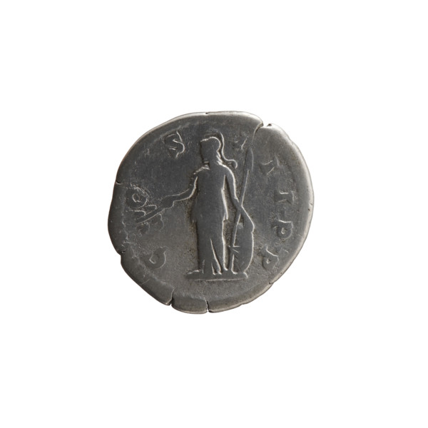 Denarius depicting head of Marcus Aurelius in a laurel wreath facing right, inscribed 'M ANTONI -