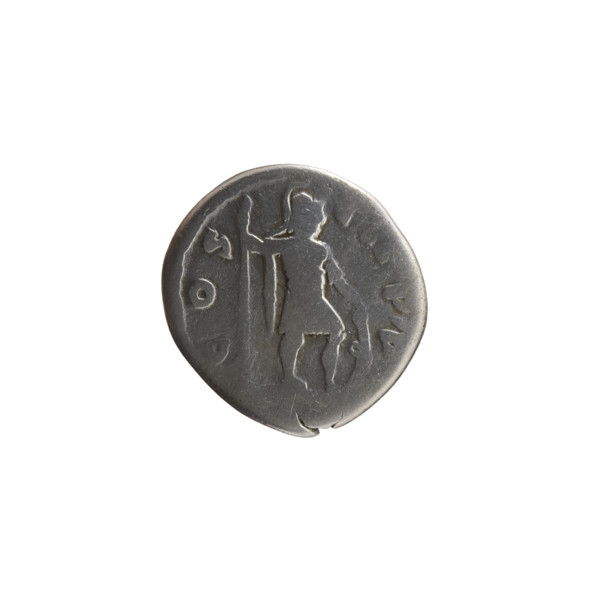 Denarius of Marcus Aurelius (121–180; Roman emperor 161–180). Oblong: head of Marcus Aurelius with
