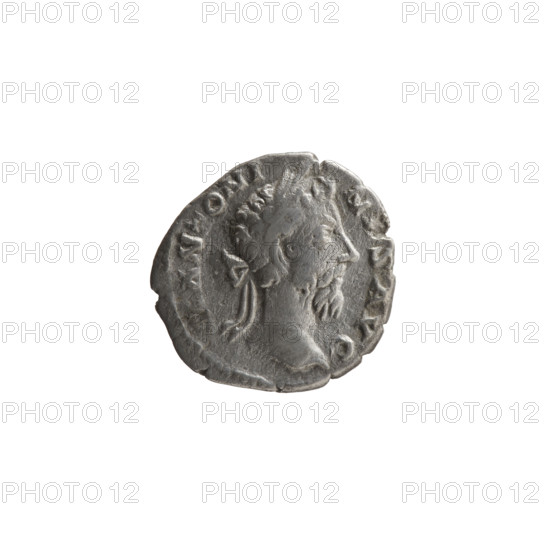 Denarius, Marcus Aurelius (121–180; Roman emperor 161–180), issuer; obverse: head of Marcus